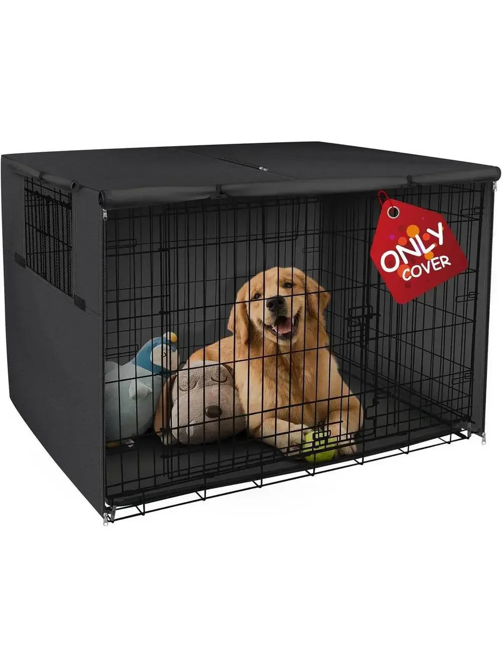 Dog Crate Cover - 48 Inch, Black Oxford Cloth, Windproof, Breathable